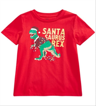 Epic Threads Toddler Boy's Santa Saurus Print T-Shirt Red Size 4