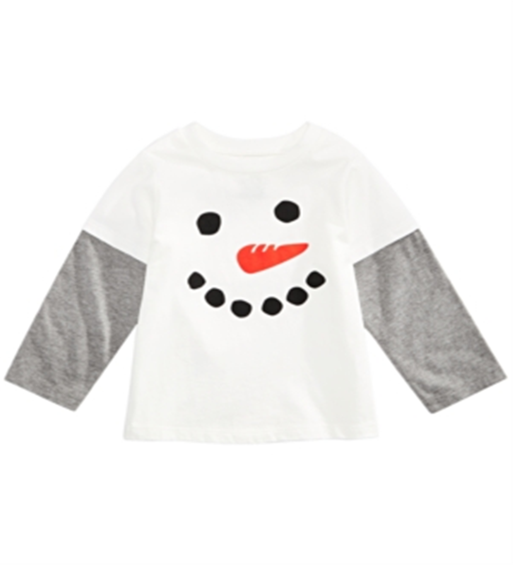 Camiseta de algodão com estampa de boneco de neve e camadas First Impressions para bebês meninos, tamanho 18 meses