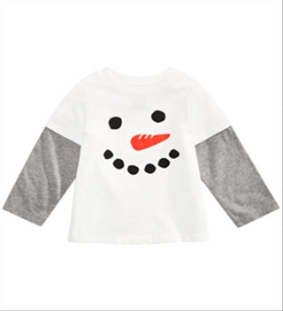 First Impressions Baby Boy's Snowman Print Layered Look Cotton T-Shirt White Size 18 Months