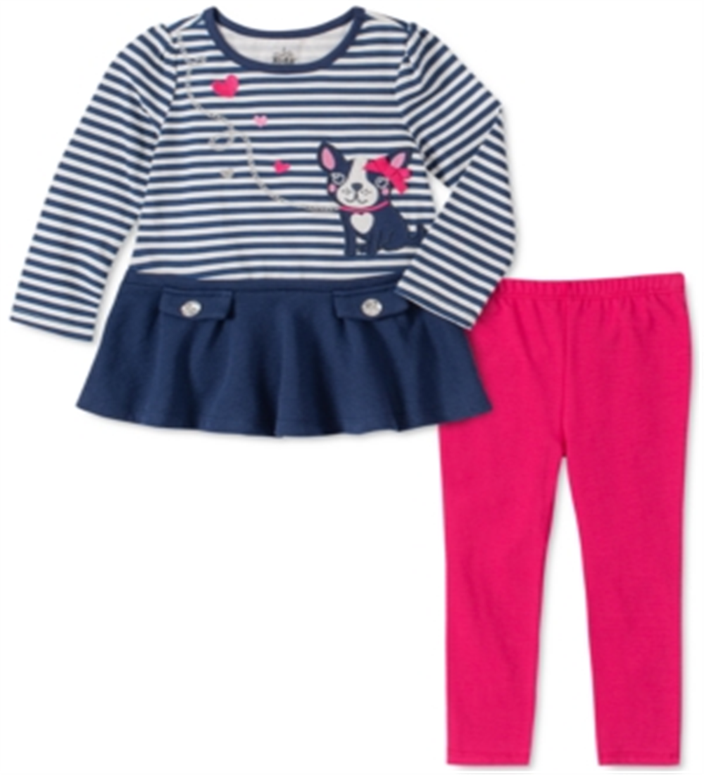 Conjunto de túnica e leggings listradas para cachorro da Kids Headquarters para meninas, tamanho 12 meses, vermelho