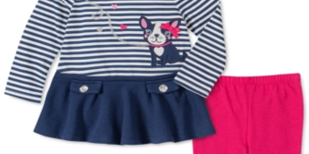 Conjunto de túnica e leggings listradas para cachorro da Kids Headquarters para meninas, tamanho 12 meses, vermelho