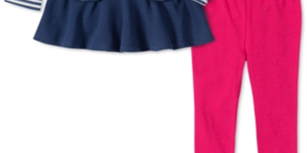 Conjunto de túnica e leggings listradas para cachorro da Kids Headquarters para meninas, tamanho 12 meses, vermelho
