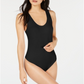 Body feminino Bar III com decote redondo e sem mangas, preto, tamanho pequeno