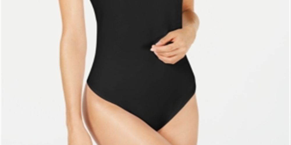 Body feminino Bar III com decote redondo e sem mangas, preto, tamanho pequeno