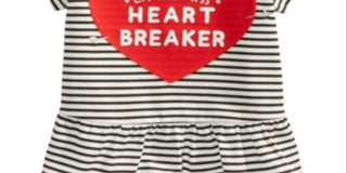 First Impressions Baby Girl's Striped Heartbreaker Print Cotton T-Shirt White Size 24 Months