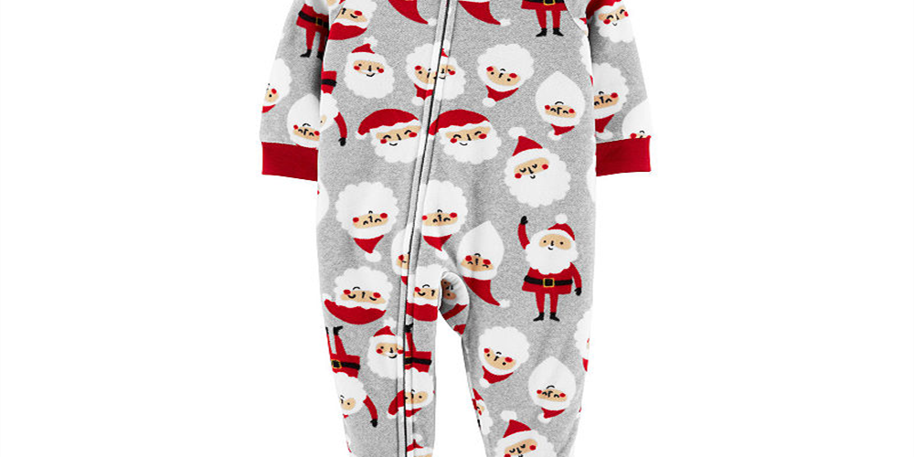Carter's Unisex Footies Print - Calça de Papai Noel Cinza - Cinza Tamanho 2T