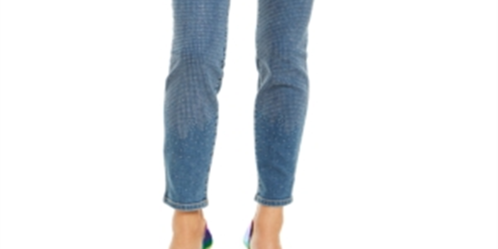 Calça jeans skinny feminina INC International Concepts com detalhes na frente, azul, tamanho 0, pequena