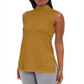 JM Collection Suéter feminino sem mangas com gola alta, amarelo, tamanho médio