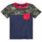 Camiseta infantil camuflada com bolso e blocos de cores, tamanho 2, azul, da Epic Threads