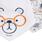 Babadores de algodão com estampa de urso First Impressions para meninos, pacote com 2 unidades, tamanho regular, branco