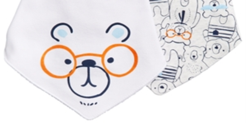 Babadores de algodão com estampa de urso First Impressions para meninos, pacote com 2 unidades, tamanho regular, branco