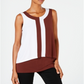 Blusa sem mangas Alfani feminina com blocos de cores, cor escura, tamanho pequeno P