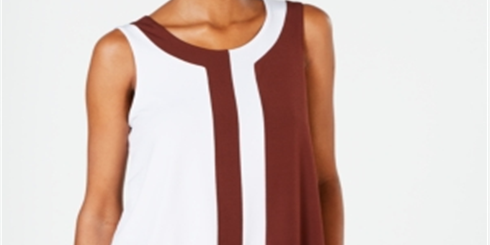 Blusa sem mangas Alfani feminina com blocos de cores, cor escura, tamanho pequeno P