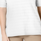 Charter Club Blusa feminina de algodão texturizado com listras e mangas curtas, tamanho grande, branca