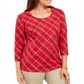 Karen Scott Top xadrez feminino pequeno vermelho tamanho pequeno G
