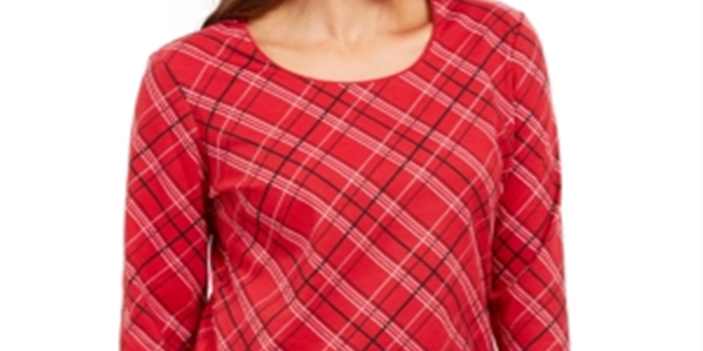 Karen Scott Top xadrez feminino pequeno vermelho tamanho pequeno G