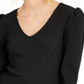 INC International Concepts Top canelado com ombros bufantes Petite, preto, tamanho Petite L