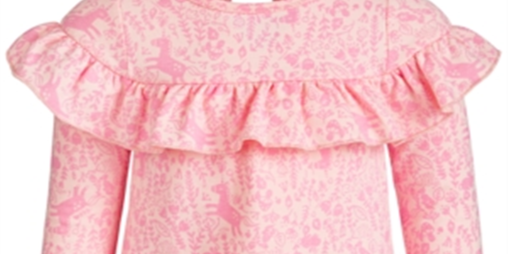 Vestido de babados com estampa encantada First Impressions para bebê menina, rosa, tamanho 24 meses