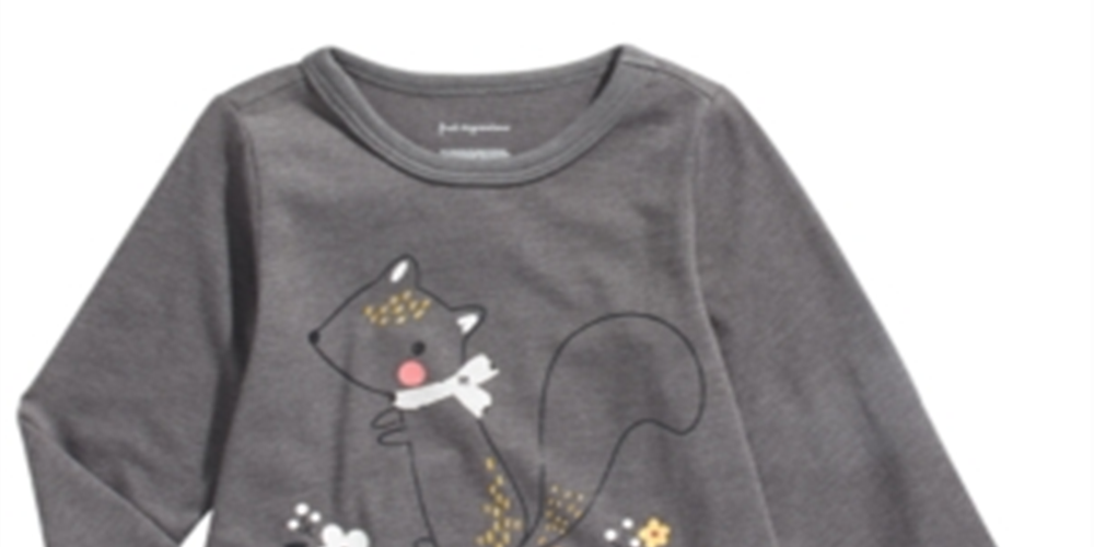 Camiseta infantil First Impressions Baby Girl Squirrel Cinza Tamanho 18 MOS