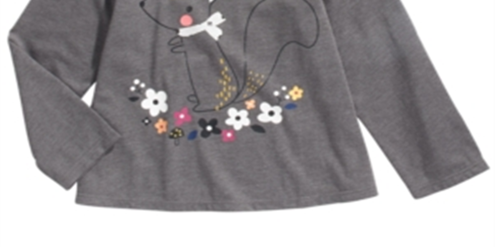 Camiseta infantil First Impressions Baby Girl Squirrel Cinza Tamanho 18 MOS