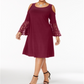 Vestido de festa feminino R &amp; M Richards com decote em V e manga sino, ombro de fora, acima do joelho, plus size 16W