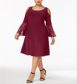 Vestido de festa feminino R &amp; M Richards com decote em V e manga sino, ombro de fora, acima do joelho, plus size 16W