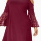 Vestido de festa feminino R &amp; M Richards com decote em V e manga sino, ombro de fora, acima do joelho, plus size 16W