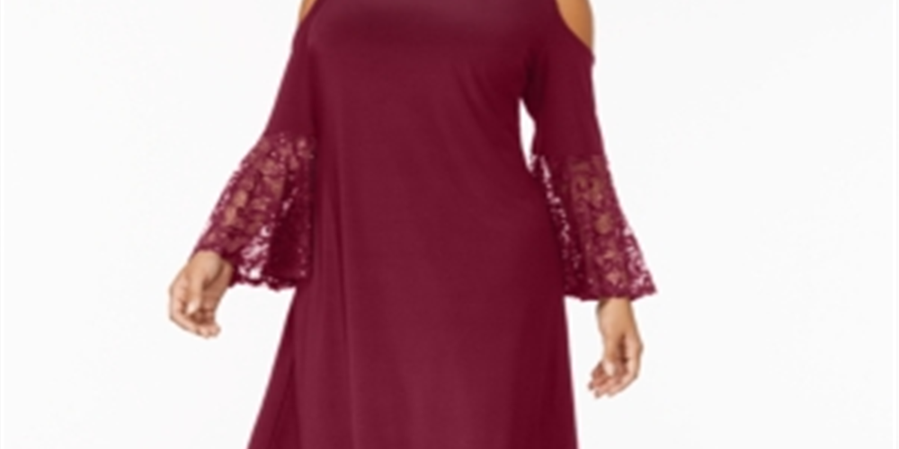 Vestido de festa feminino R &amp; M Richards com decote em V e manga sino, ombro de fora, acima do joelho, plus size 16W
