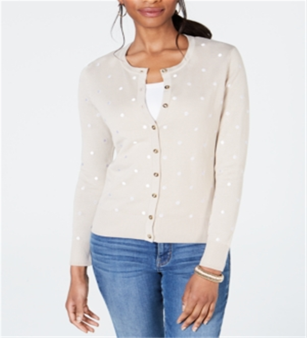 Cardigan feminino estampado com botões Charter Club marrom tamanho extragrande