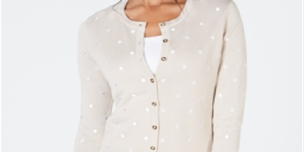 Cardigan feminino estampado com botões Charter Club marrom tamanho extragrande