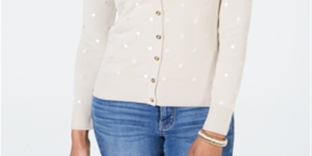 Cardigan feminino estampado com botões Charter Club marrom tamanho extragrande