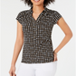 Camisa polo feminina com estampa de bolinhas Charter Club, preta, tamanho grande