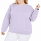 Moletom feminino Karen Scott de lã com gola redonda, roxo, tamanho 0X