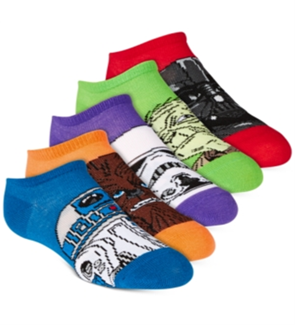 Pacote com 5 meias invisíveis Star Wars Little &amp; Big Boy's, multicoloridas, tamanho 9-11
