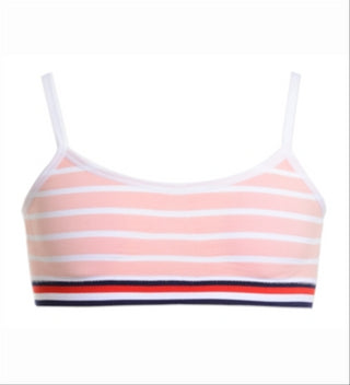 Sutiã esportivo Tommy Hilfiger feminino com listras Crystal Rose e sem costura, tamanho 8-10