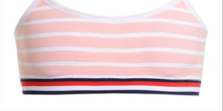 Sutiã esportivo Tommy Hilfiger feminino com listras Crystal Rose e sem costura, tamanho 8-10