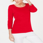 Blusa feminina Karen Scott de algodão com manga 3/4, vermelha, tamanho pequeno