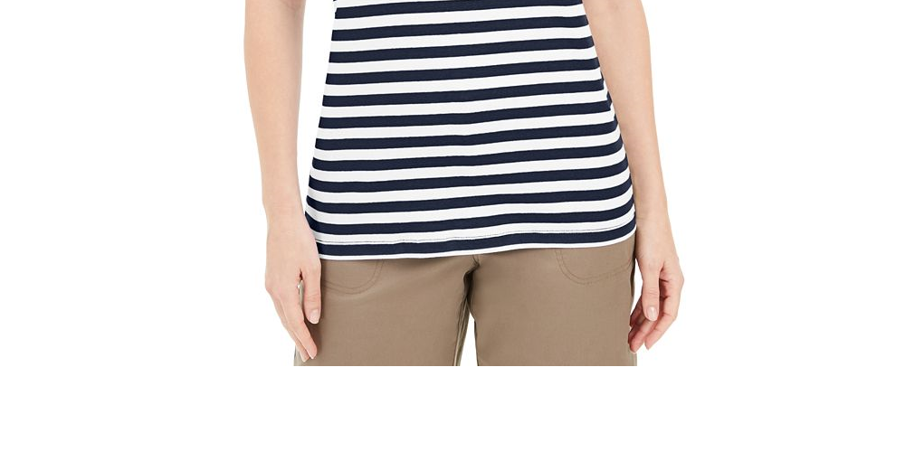 Karen Scott Top feminino listrado âncora azul tamanho XS