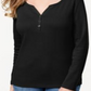 Karen Scott Top Henley Feminino de Algodão Preto Tamanho P