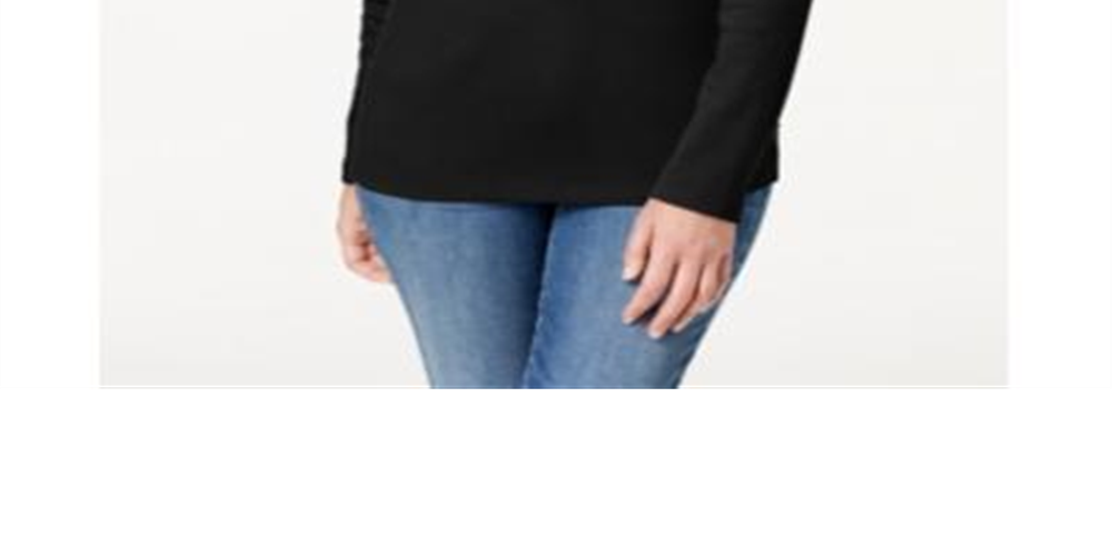 Karen Scott Top Henley Feminino de Algodão Preto Tamanho P