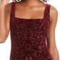 JUMP Vestido de coquetel curto com decote quadrado e sem mangas bordado, tamanho XX-grande, vermelho