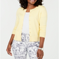 Cardigan feminino de manga comprida com botões na frente, amarelo, tamanho pequeno, Charter Club