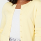 Cardigan feminino de manga comprida com botões na frente, amarelo, tamanho pequeno, Charter Club