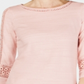 Top de crochê feminino Charter Club com manga rosa, tamanho pequeno G