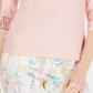 Top de crochê feminino Charter Club com manga rosa, tamanho pequeno G