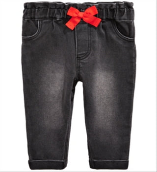 Calça Jeans Infantil Laço First Impressions Baby Girl Preta Tamanho 12 Meses