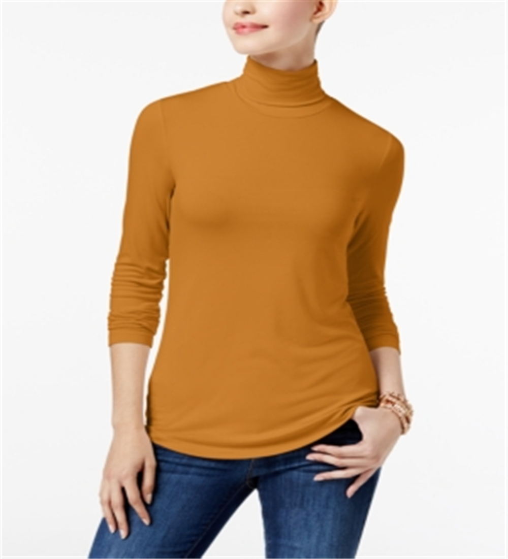 Blusa feminina de gola alta Maison Jules, amarela, tamanho médio