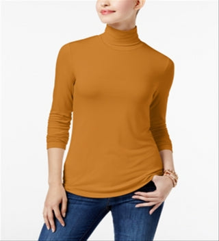 Blusa feminina de gola alta Maison Jules, amarela, tamanho médio