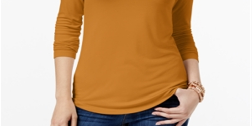 Blusa feminina de gola alta Maison Jules, amarela, tamanho médio