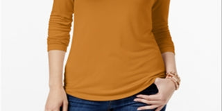 Blusa feminina de gola alta Maison Jules, amarela, tamanho médio